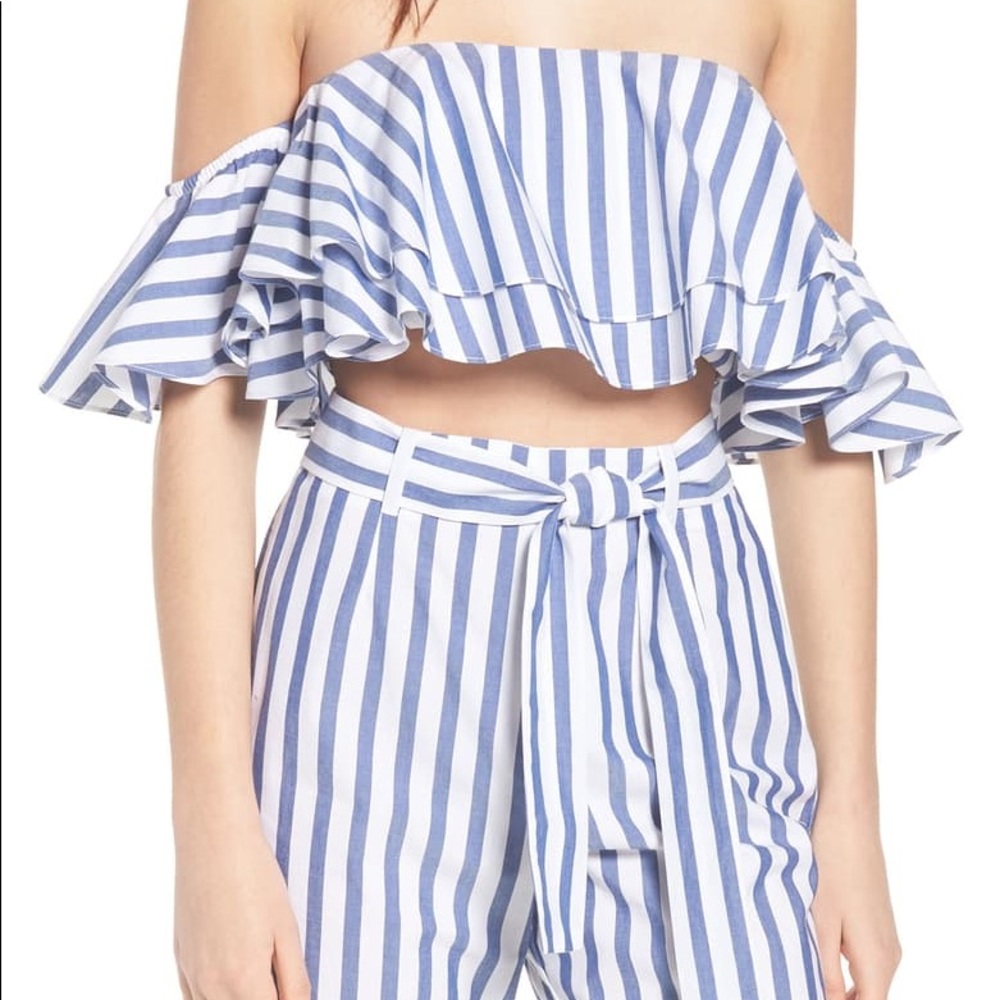 Wayf Cerignola Ruffle Off the Shoulder Set